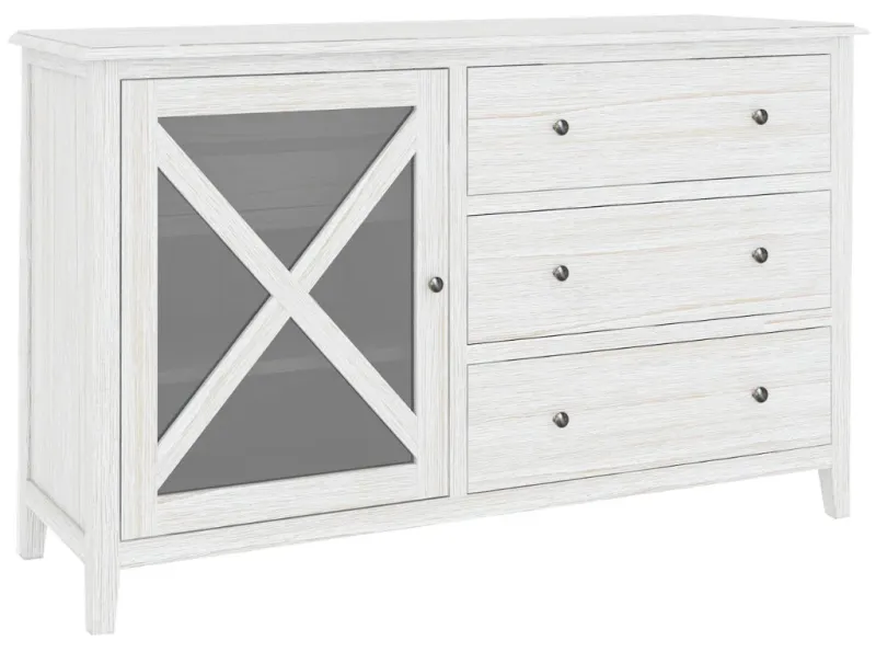 VI Clifton Solid Timber 5 Drawer 1 Glass Door Dressing Table