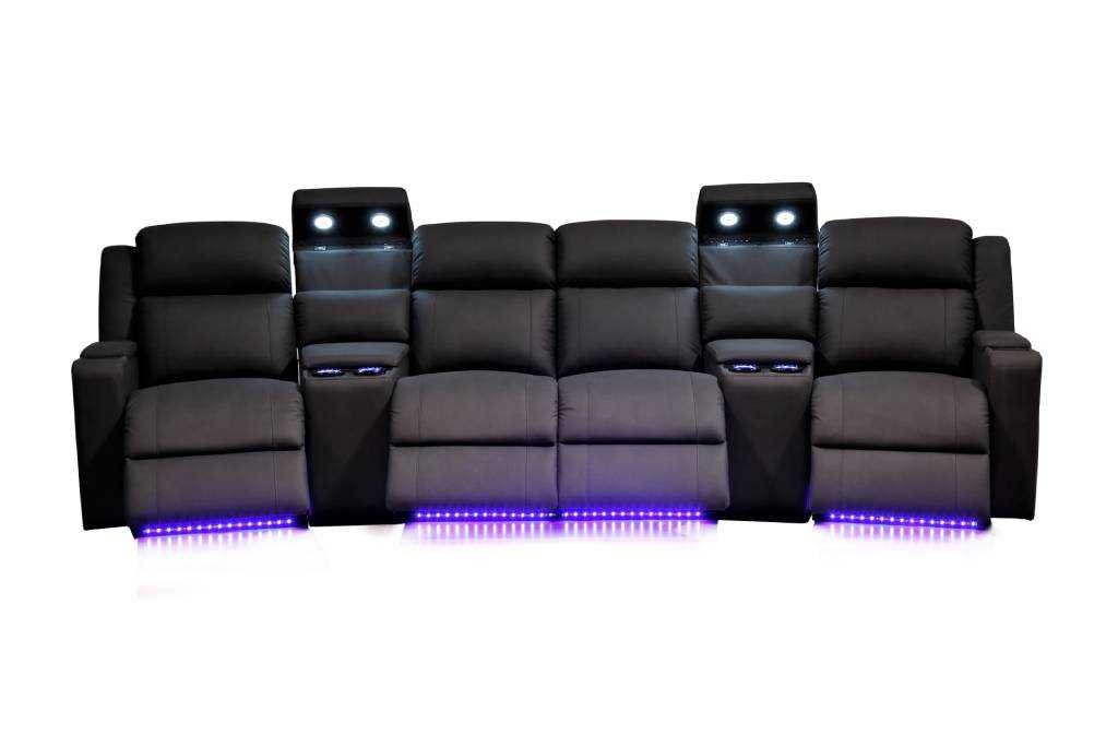 VI Academy Fabric Upholstered 4 Seater Electric Recliners with 2 Consoles
