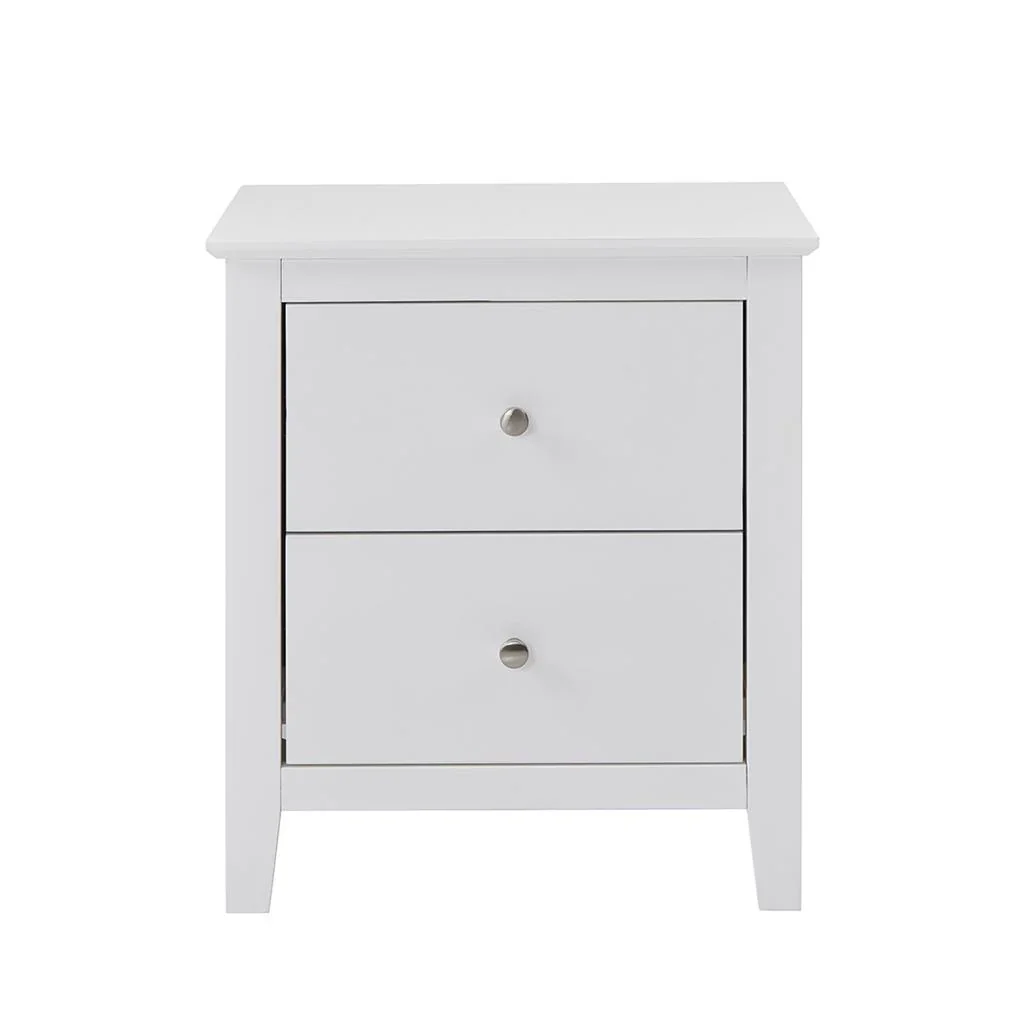 VI Lunar Solid Timber 2 Drawer Bedside Table