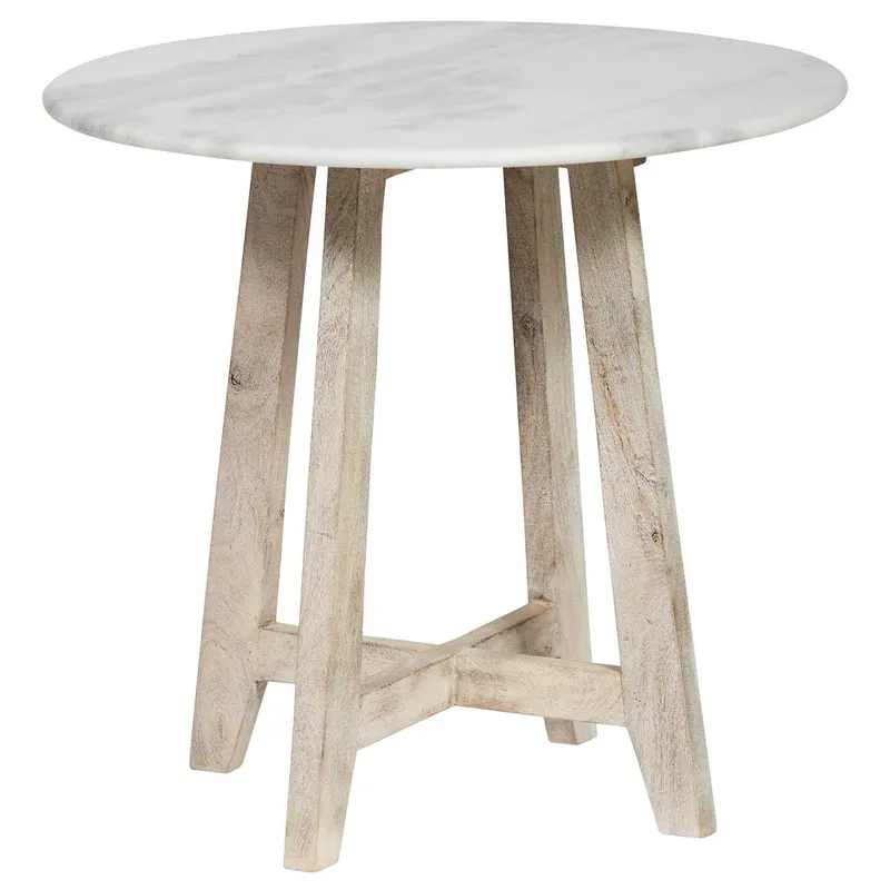 SH Indii Marble Top Timber Legs Side Table