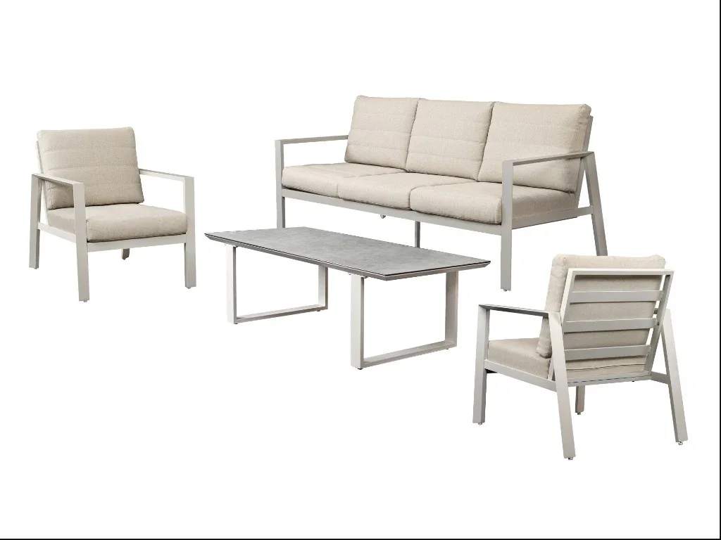 VI Reed Aluminium 3 + 2 Seater Outdoor Sofa with Coffee Table Set