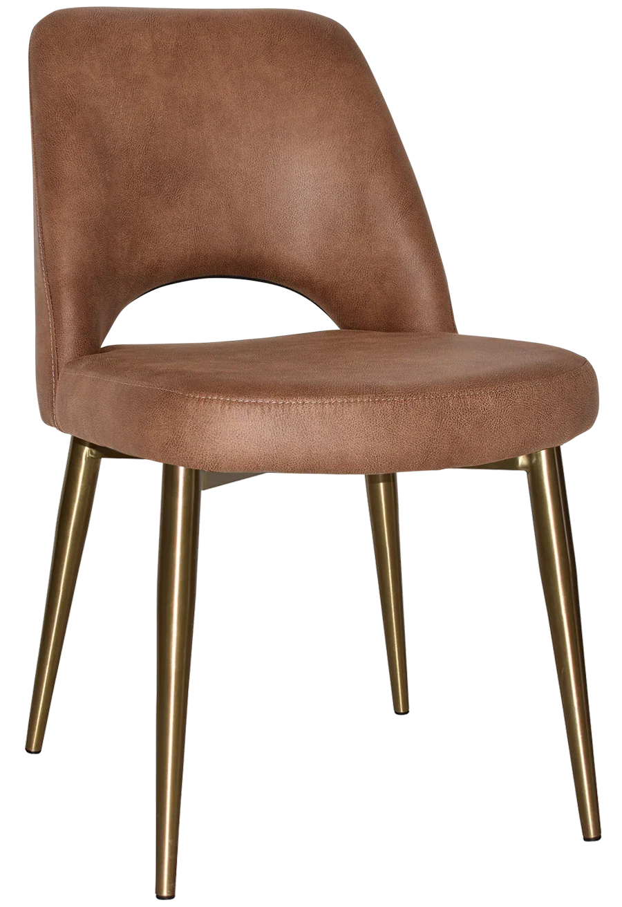 EZ Albury Brass Colour Stainless Steel Leg Upholstered Hospitality Dining Chair