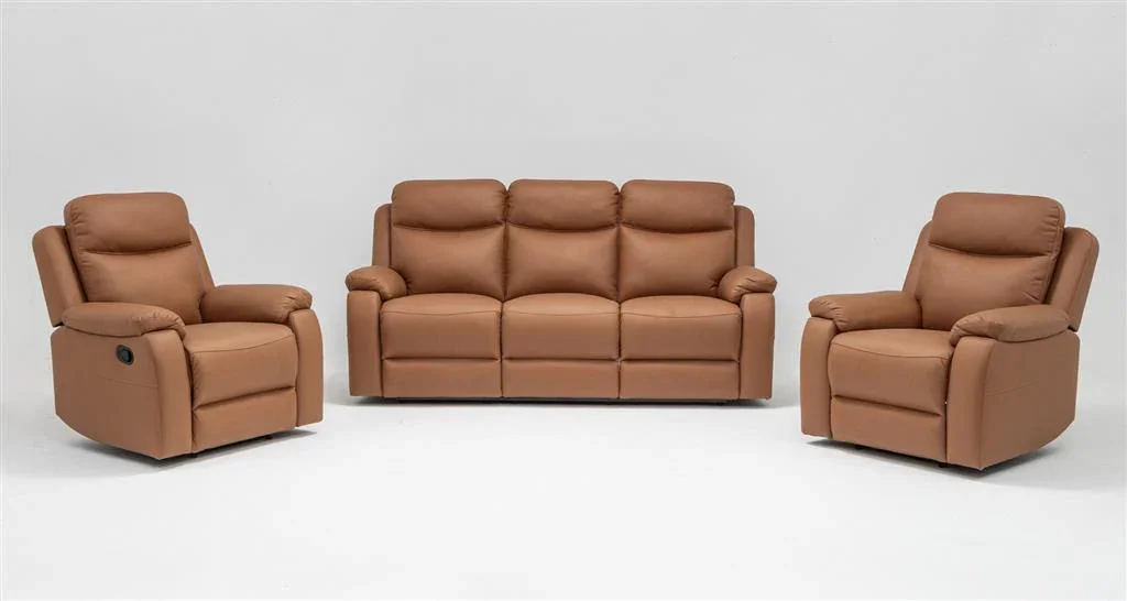 VI William Fabric 3 Seater with 2 Single Seater Recliner Lounge