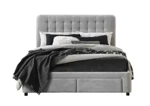 EL Goya Fabric Bed with 2 Bedend Drawers thumbnail 1