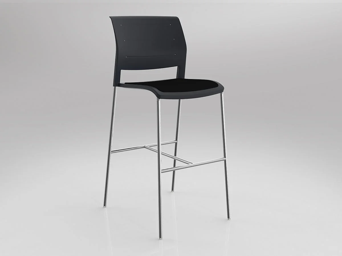 OL Game Upholstered Seat Chrome Legs Barstool