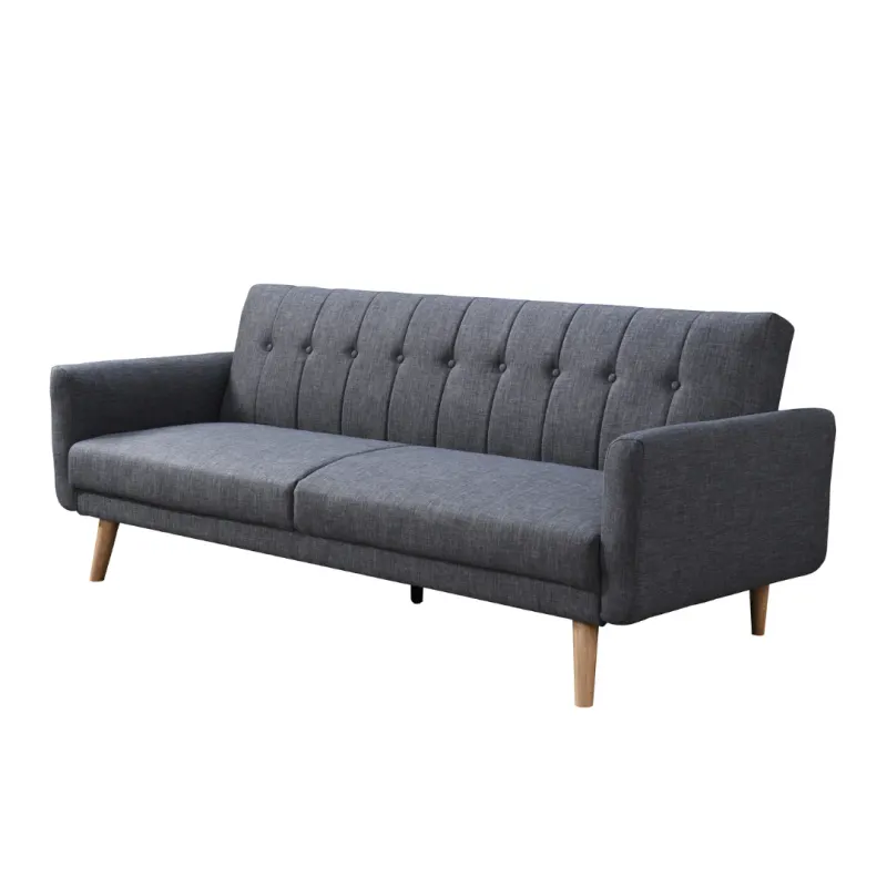 BT Novi Futon 3 Seater Sofa Dark Grey Fabric-Natural Timber