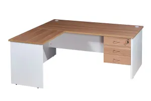 GP Office 3 Piece Corner Workstation with Virginia Top & White Bottom thumbnail 2