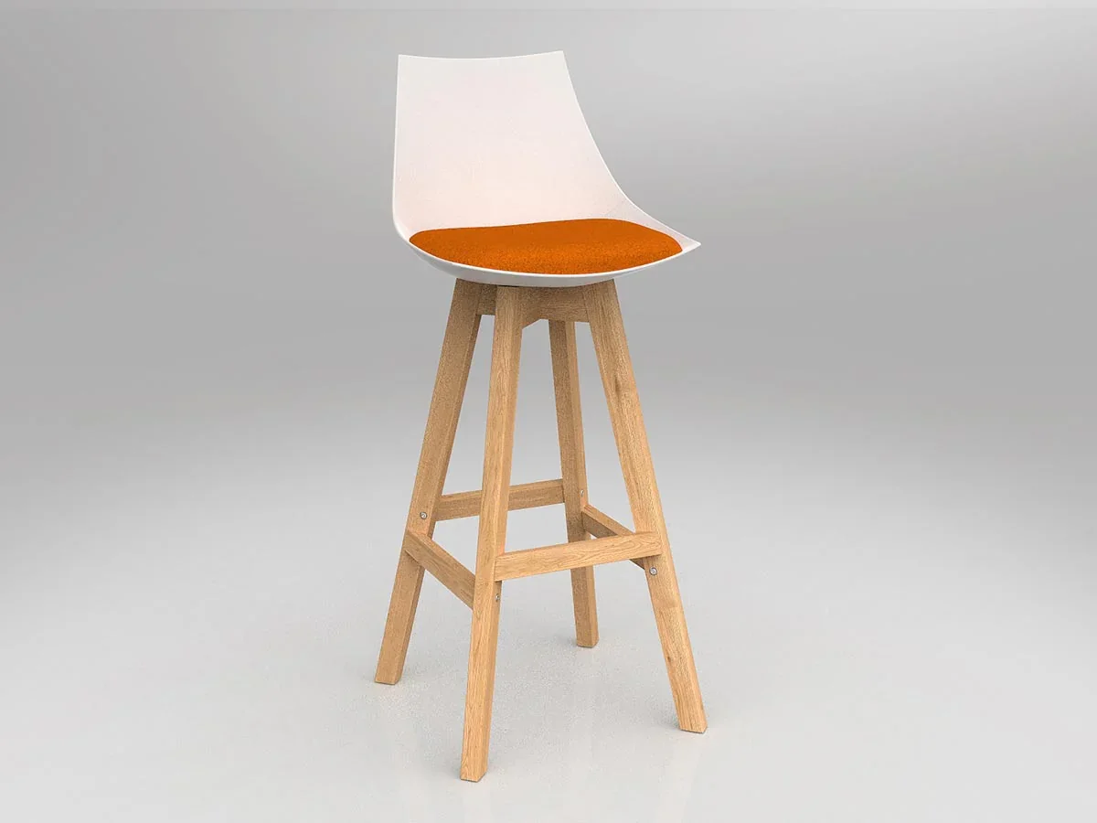 OL Luna Oak Timber Leg White Shell Barstool