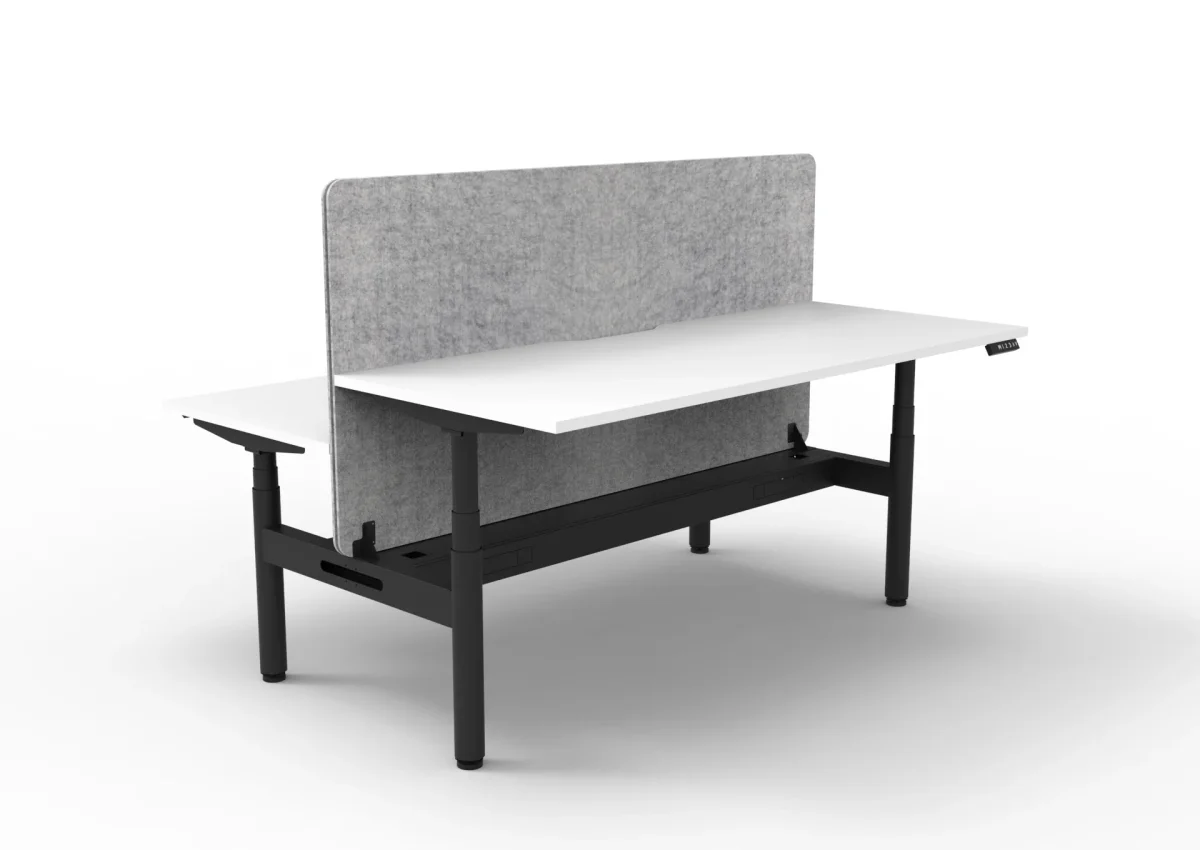 RL Halo+ Height Adjustable Back to Back 2 User Workstation with Grey Eco Panel Screen