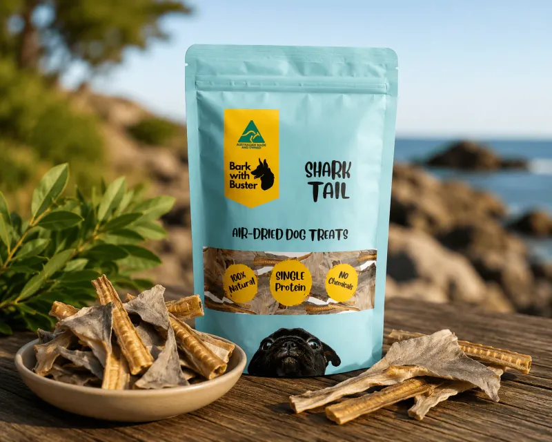 Bark with Buster Shark Tail Dog Treats — 200g