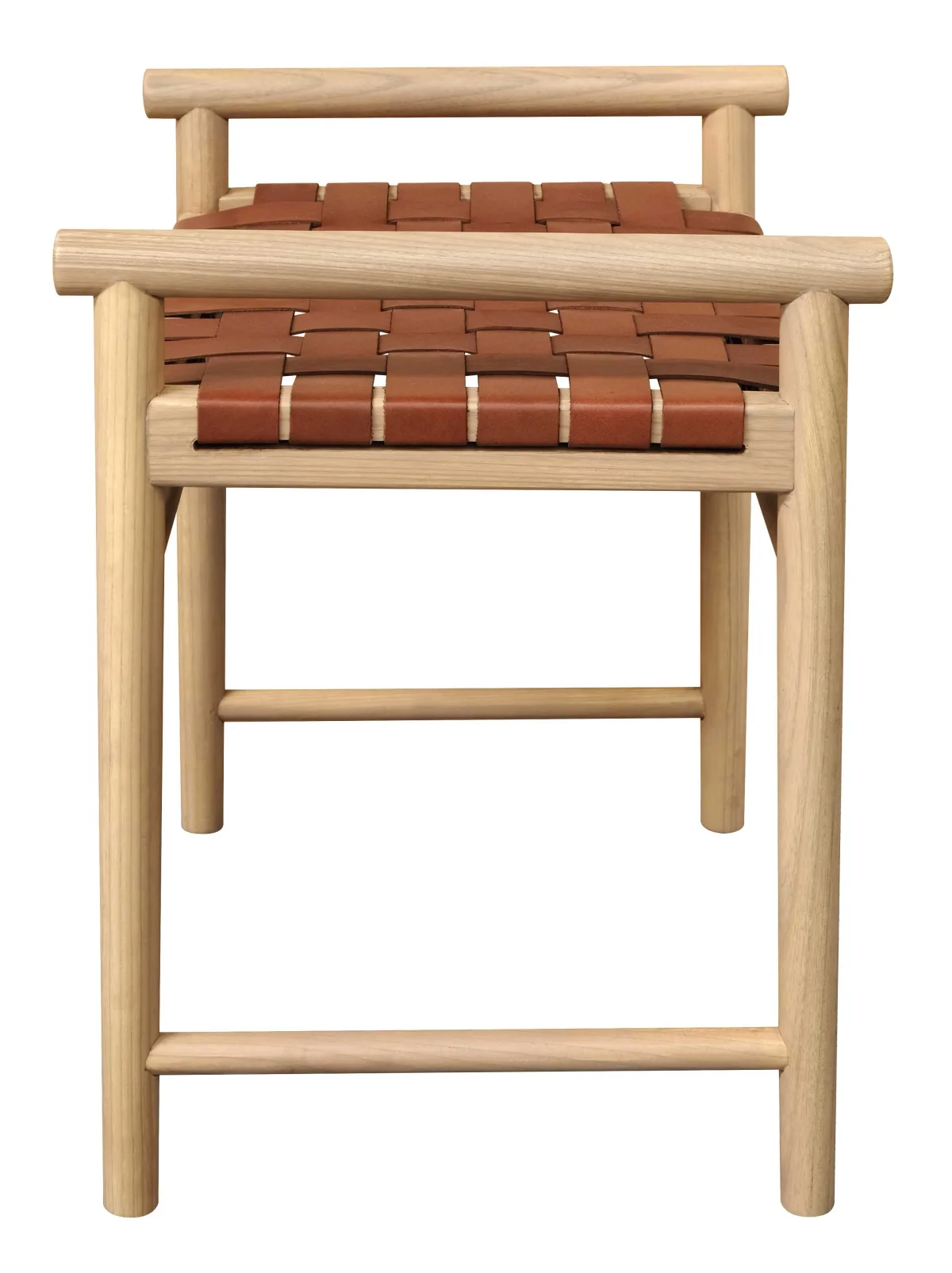 CT Elliot Oak Timber Bench with Genuine Leather Seat