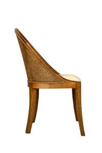CR Alabama Timber Framed Rattan Back Fabric Seat Dining Chair thumbnail 7