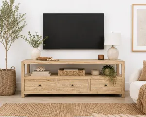 CR Sonoma Solid Timber 3 Drawer 1 Shelf Entertainment Unit thumbnail 2