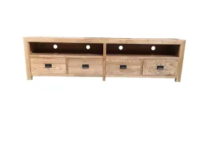 MF Solid Oak Timber 4 Drawer Entertainment Unit thumbnail 1