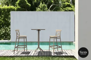 FL Sky Hospitality Square Folding Bar Table & Cross Barstool Set thumbnail 2