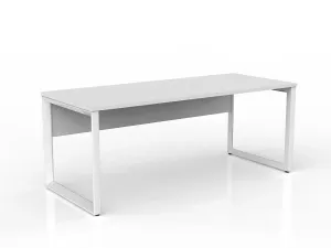 OL Anvil Straight Desk with Modesty – White Top with White Frame thumbnail 7