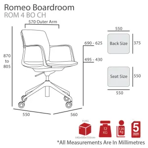 MA Romeo PU Leather Upholstered Aluminium Base Boardroom Chair thumbnail 5