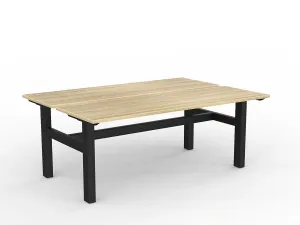 OL Agile Fixed Height Shared Desk – Oak Top with Black Frame thumbnail 4