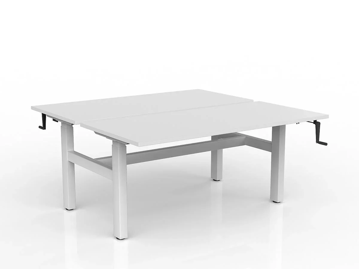 OL Agile Winder Height Adjustable Shared Desk – White Top with White Frame
