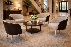 MF Apollo PU Leather Back Fabric Upholstered Dining Armchair thumbnail 5