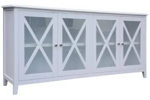 VI Hamilton Solid Timber 4 Glass Door Buffet - White thumbnail 1