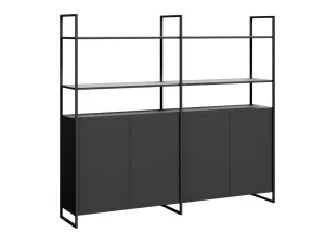 DD Nero Duo Welded Framed 4 Door Cupboard with 2 Open Shelves thumbnail 1