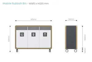 OL Rover Mobile Rubbish Bin with Acoustic Pinnable Board thumbnail 3