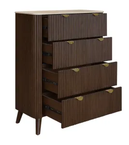 VI Cotswold Stone Top Solid Timber 4 Drawer Tallboy - Walnut thumbnail 2
