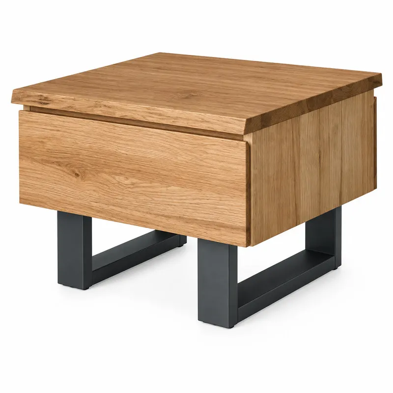 MD Nancy Solid Timber Metal Leg 1 Drawer Lamp Table