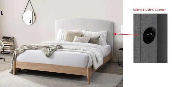 VI Tilda Fabric Upholstered Timber Leg Bed