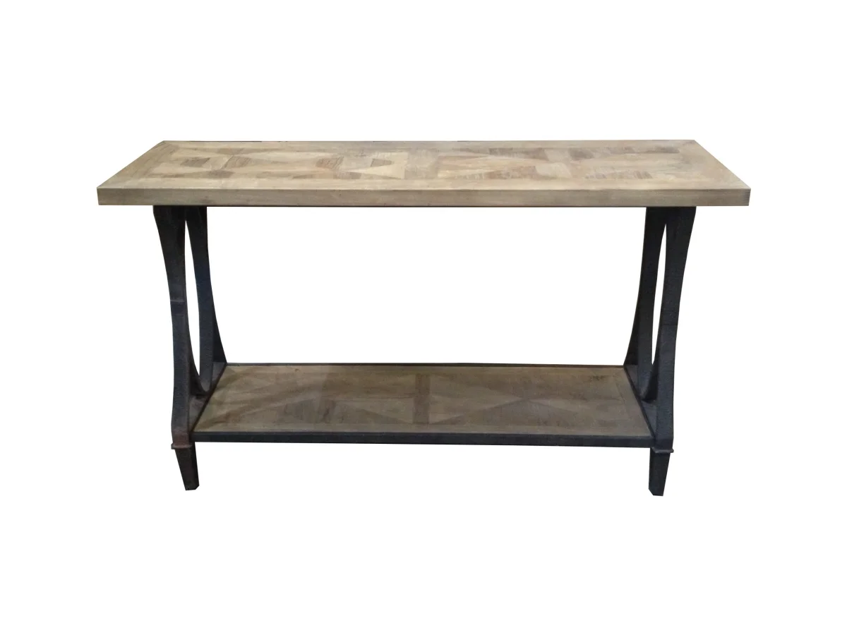 MF Bourke Recycled Elm Timber Hall Table with Shelf