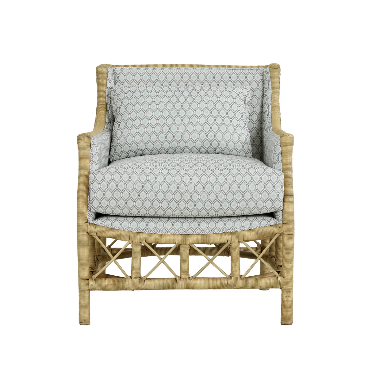 CR Rabana Natural Rattan Fabric Upholstered Armchair