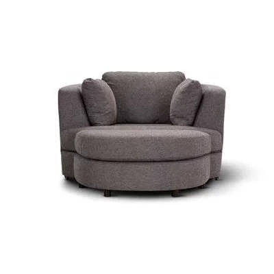 VI Orlando Fabric Upholstered Swivel Chair with Ottoman