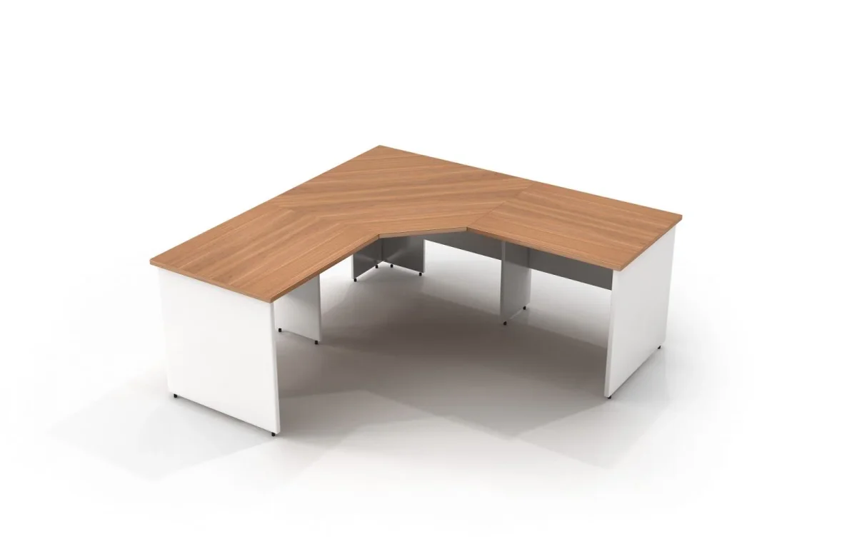 GP Office 3 Piece Corner Workstation with Virginia Top & White Bottom