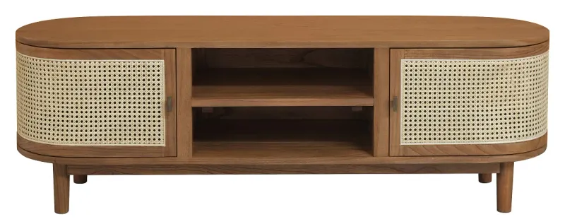 CT Kelly Solid Timber Rattan 2 Door TV Unit