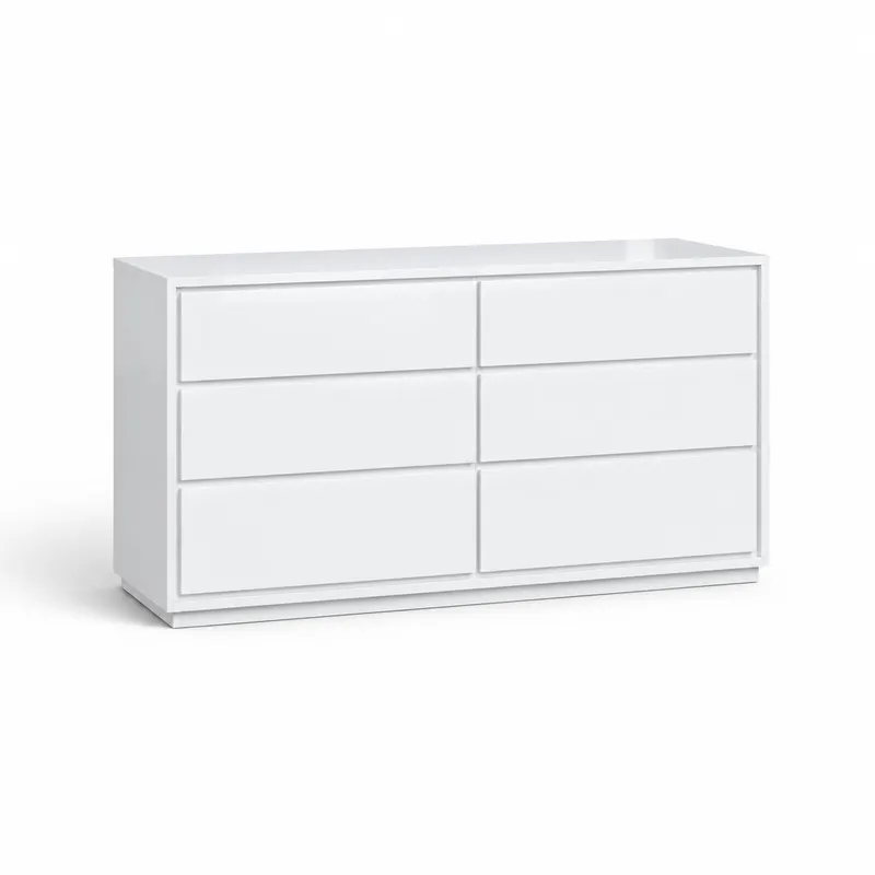 MD Verona All White 6 Drawer Low Chest