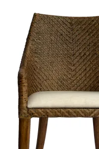 CR Georgia Timber Framed Rattan Back Fabric Seat Dining Chair thumbnail 6