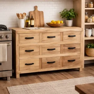 MF Industrial Iron Solid Timber 9 Drawer Sideboard thumbnail 4