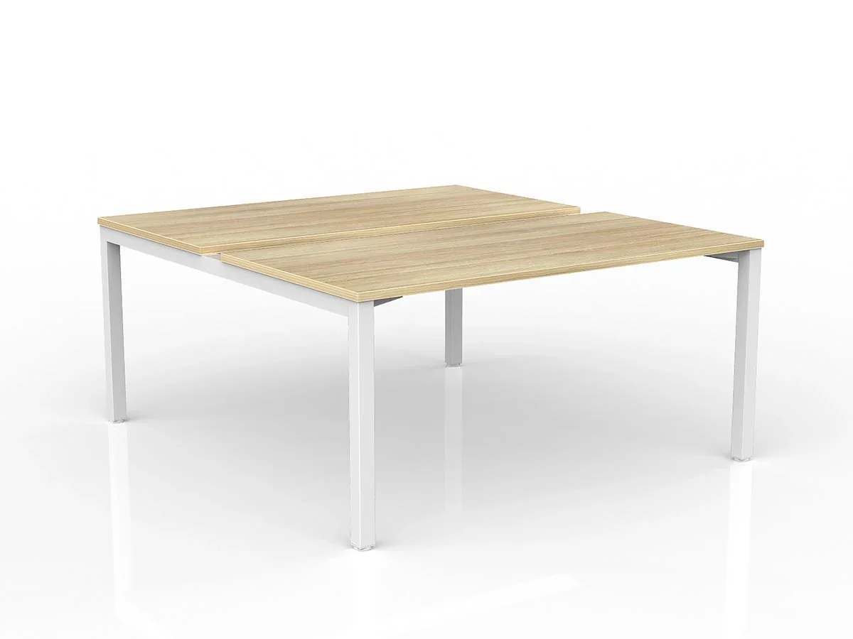 OL Axis 2-User Double Sided Workspace – Oak Top White Frame