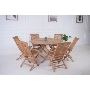VI Balgo Solid Timber Outdoor Dining Table with 6 Folding Chairs Set thumbnail 4
