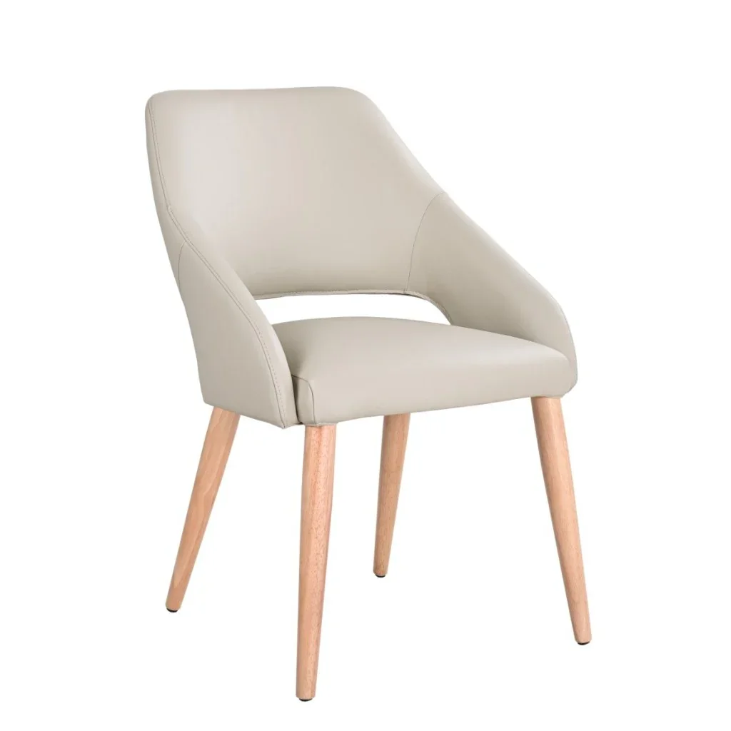 VI Rico Genuine Leather Upholstered Timber Leg Dining Chair