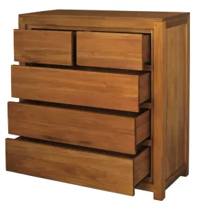 CT Amsterdam Solid Mahogany Timber 5 Drawer Tallboy thumbnail 7