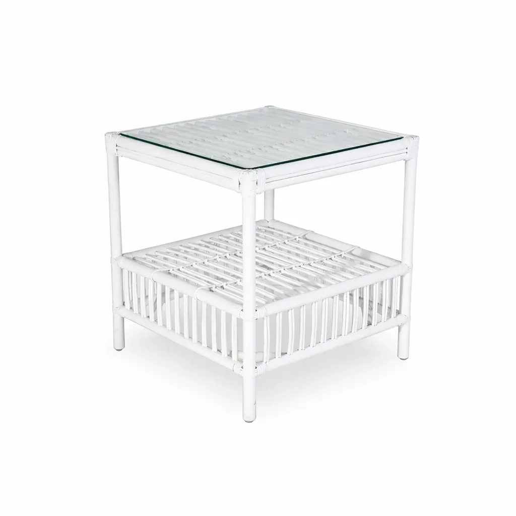 CR Americana Rattan with Glass Top Side Table