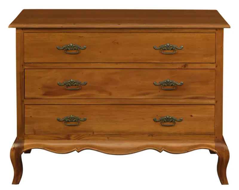 CT French Provincial Solid Timber 3 Drawer Dresser