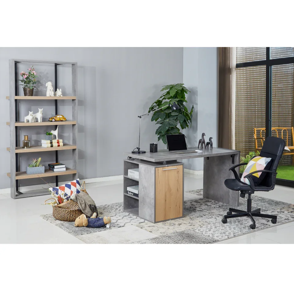 HE Tarpeian 3 Shelf Home Office Desk with Cabinet