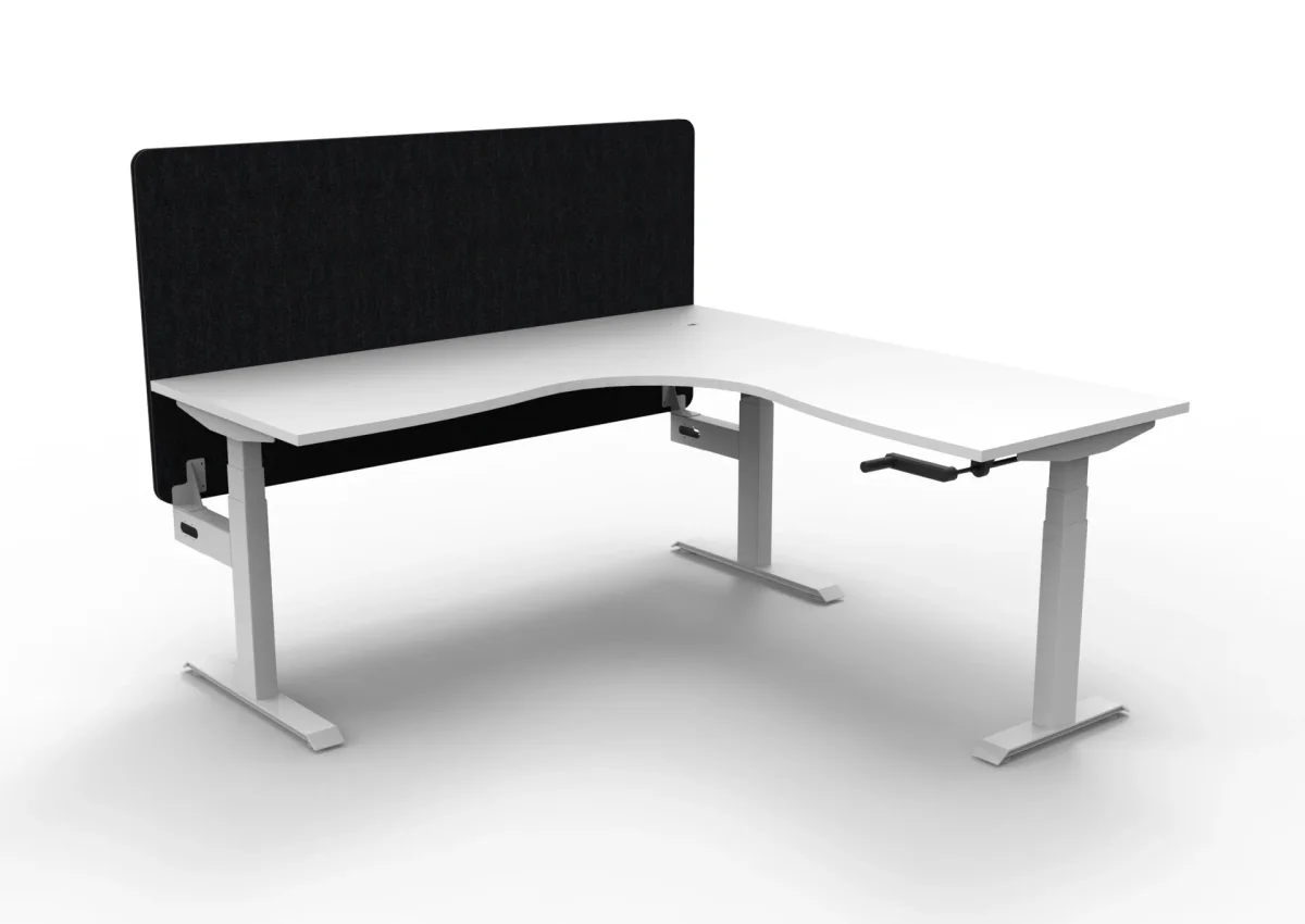 RL Boost Crank Height Adjustable Corner Workstation with Black Eco Panel Screen thumbnail 9