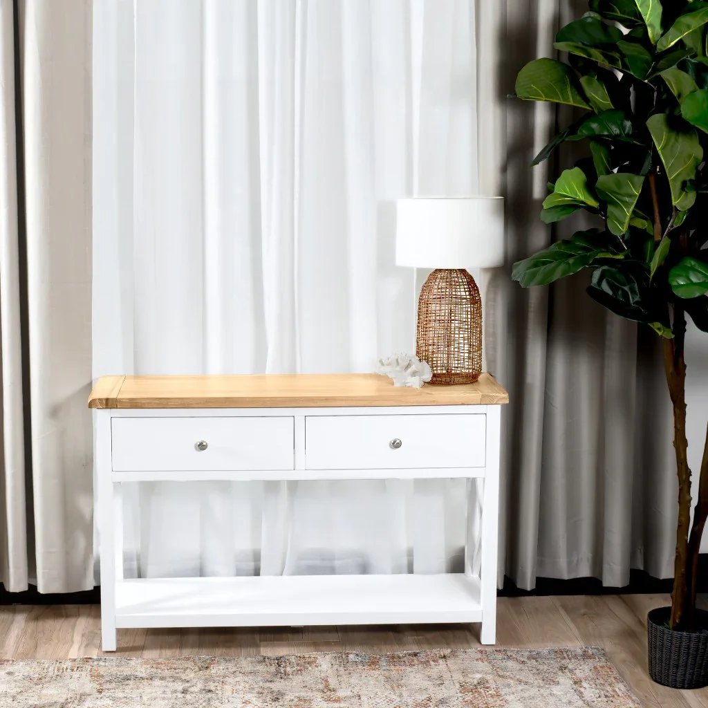 VI Shellwood Solid Timber 2 Drawer Console Table