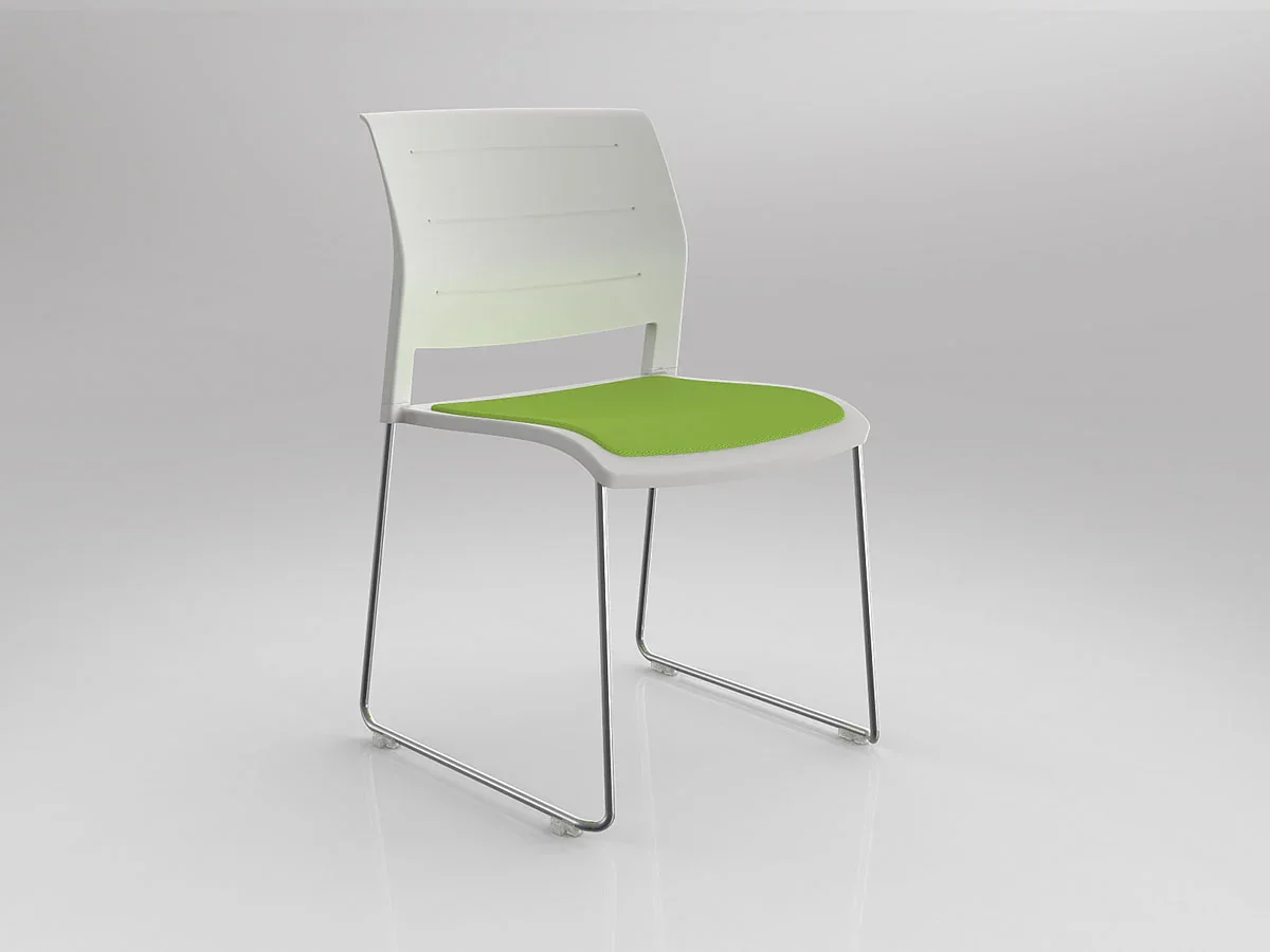 OL Game Slade Base Fabric Seat Hospitality Stacking Chair - White Shell