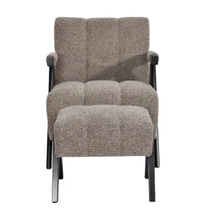 VI Atlas Fabric Upholstered Accent Chair with Footstool - Fawn & Green thumbnail 6