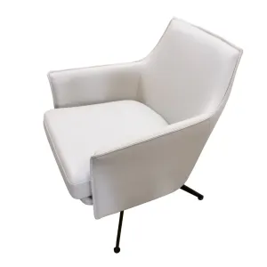 VI Baril Leather Upholstered Metal Legs Swivel Armchair thumbnail 5